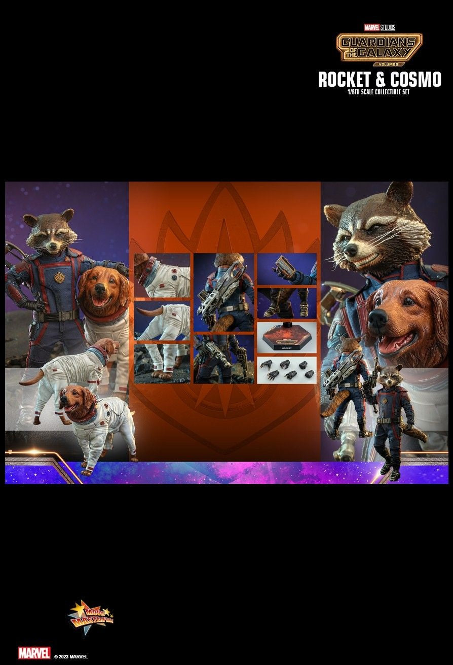 Hot Toys MMS708 Guardians of the Galaxy Vol. 3 - 1/6 scale Rocket and Cosmo Set