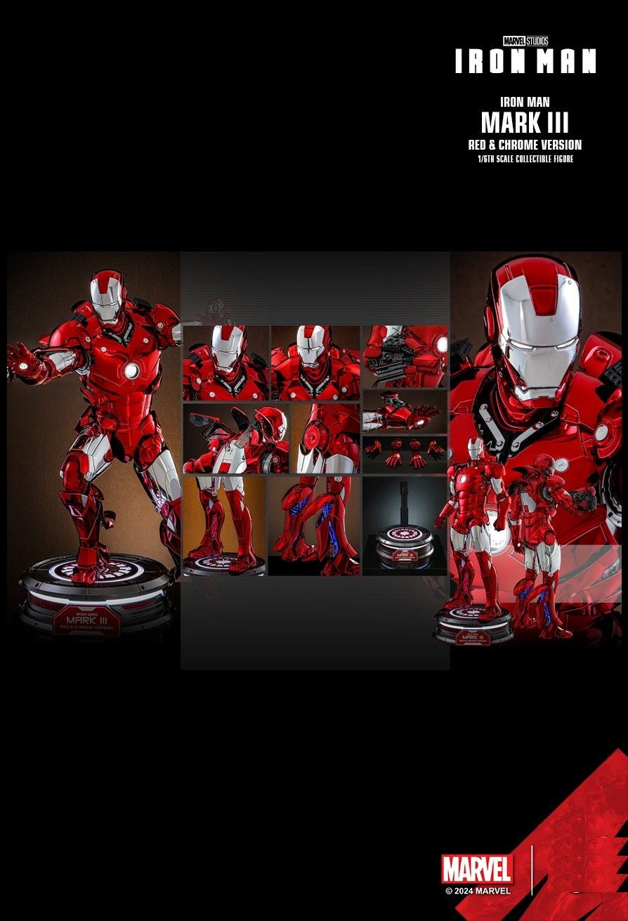 Hot Toys MMS744D64 Iron Man Iron Man Mark III (Red & Chrome Version) Hot Toys Exclusive 1/6th scale Collectible Figure