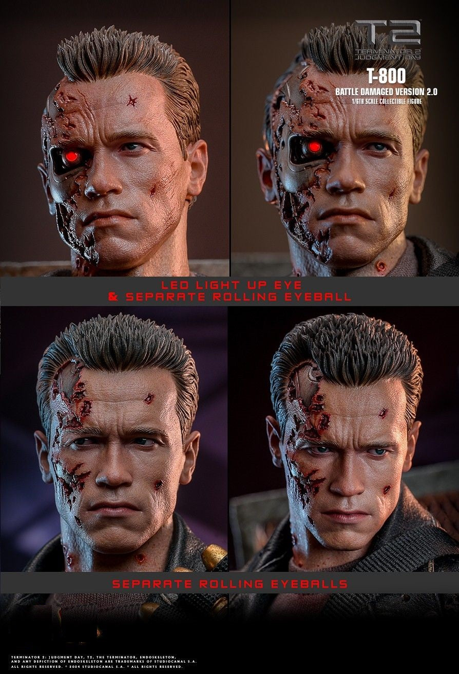 Hot Toys DX46 Terminator 2: Judgment Day T-800 (Battle Damaged Version 2.0) 1/6th scale Collectible Figure [Pre Order]